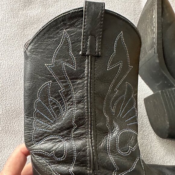 Smoky Mountain Boots Youth sz 3.5 Mid Calf Western Cowboy Black Leather - Picture 4 of 5